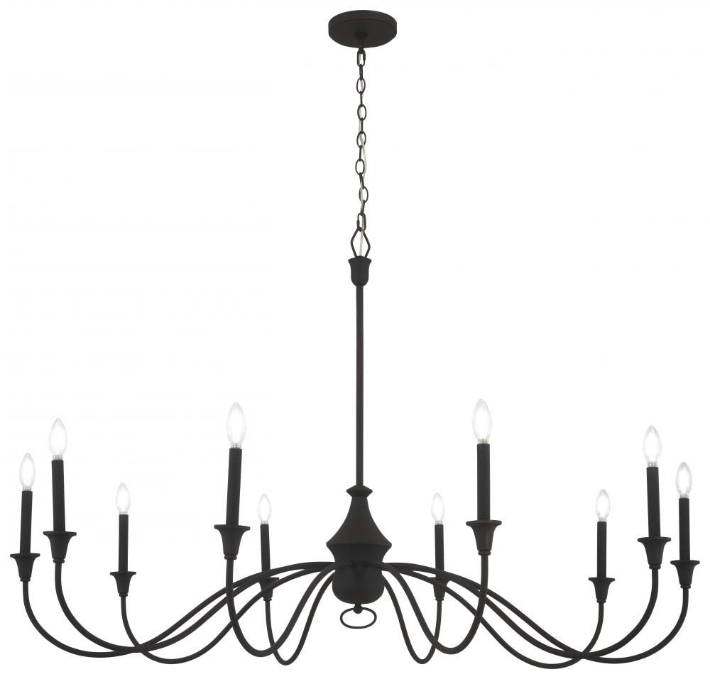 10 LIGHT CHANDELIER FIXTURE IN METAL