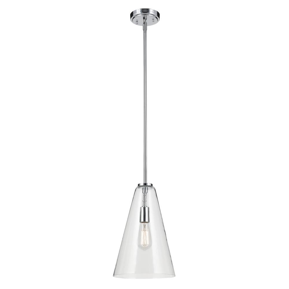 Everly 15.25" 1-Light Cone Pendant with Clear Glass in Chrome