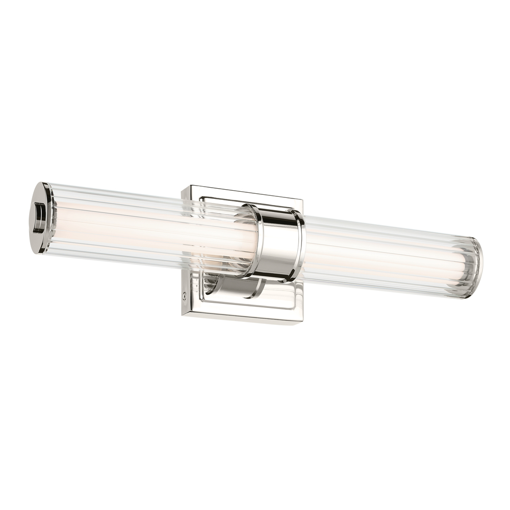 Laurene 18.5" Linear Bath Bar Small LED with Clear Fluted Glass in Chrome