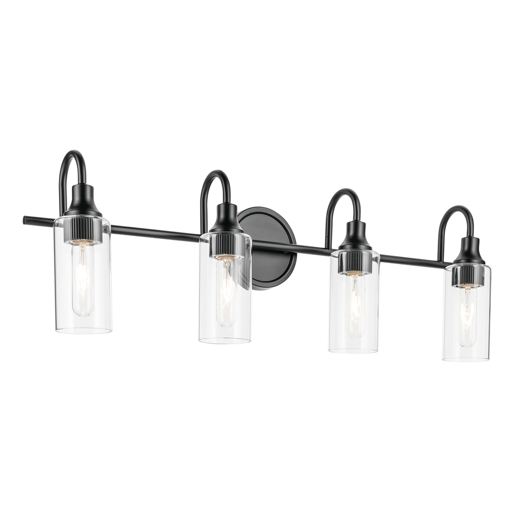 Kavi 31.5" 4-Light Vanity Light with Clear Glass in Black