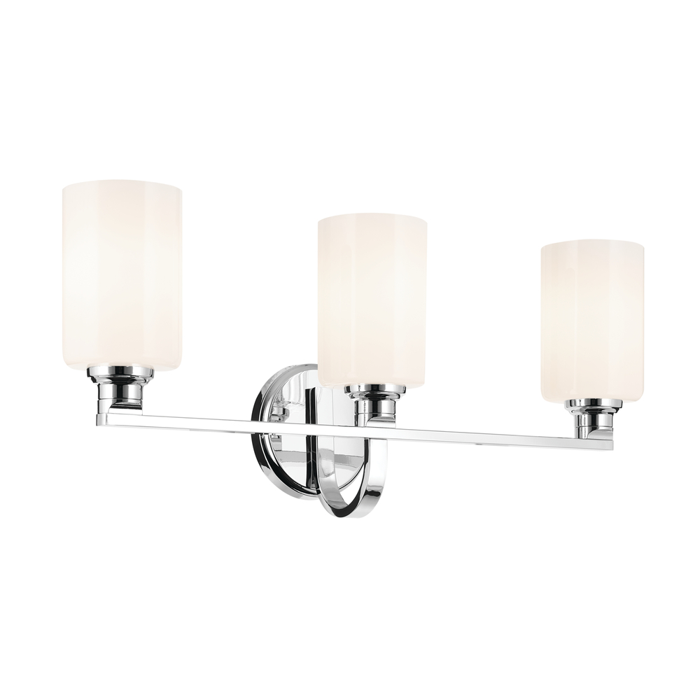 Gioe 24.25" 3-Light Vanity Light with Opal Glass in Chrome