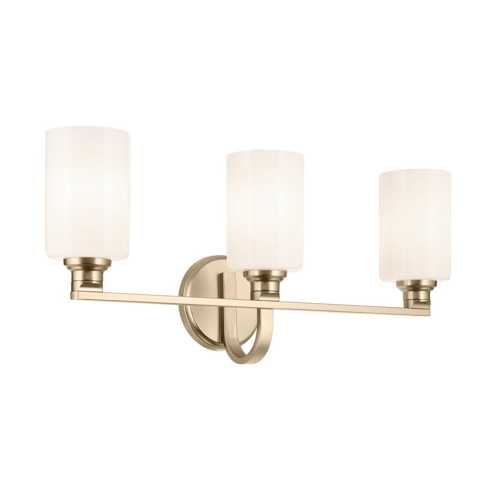 Gioe 24.25" 3-Light Vanity Light with Opal Glass in Champagne Bronze