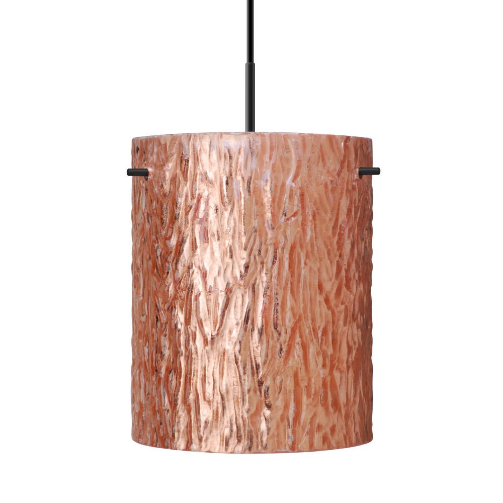 Besa Tamburo 8 Pendant, Stone Copper Foil, Black Finish 1x100W MAX E26 Base