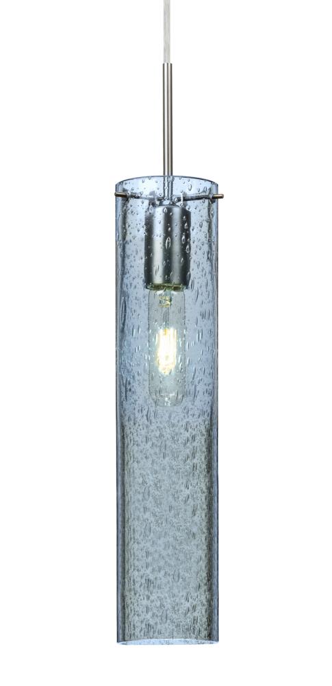 Besa, Juni 16 Cord Pendant, Blue Bubble, Satin Nickel, 1x60W Medium Base