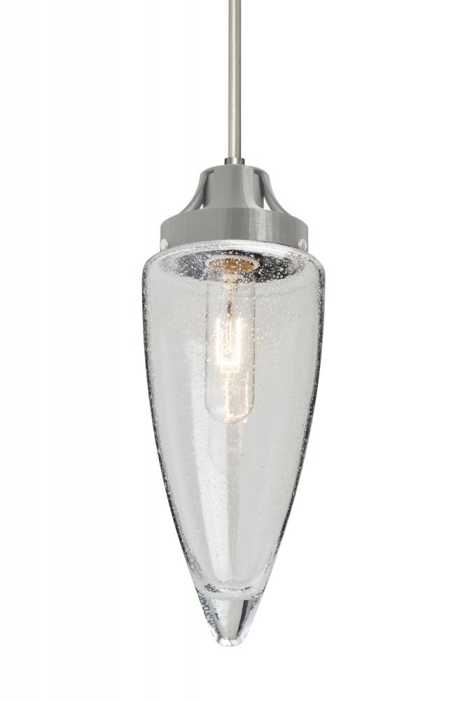 Besa, Sulu Cord Pendant, Clear Bubble, Satin Nickel Finish, 1x60W Medium Base