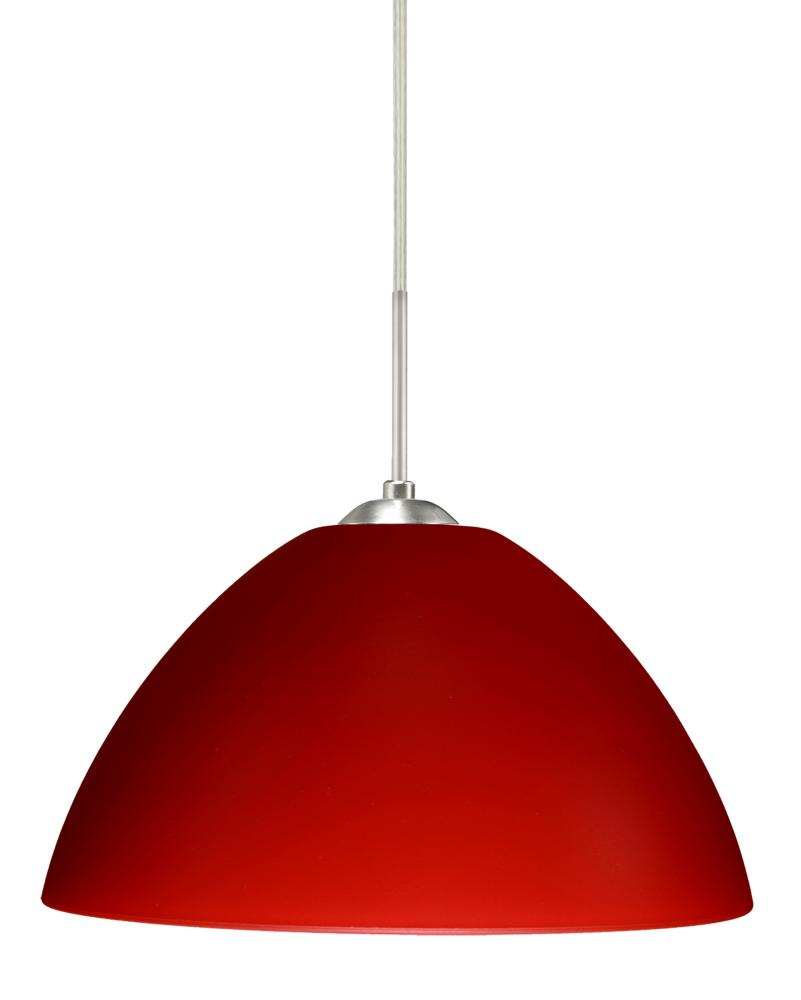 Besa Tessa Pendant Satin Nickel Red Matte 1x75W Medium Base, 15Ft. Cord