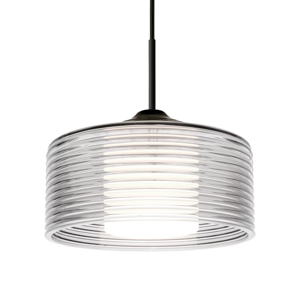 Besa Belu Pendant, Clear Shade, Black Finish, 1x60W E26 Base