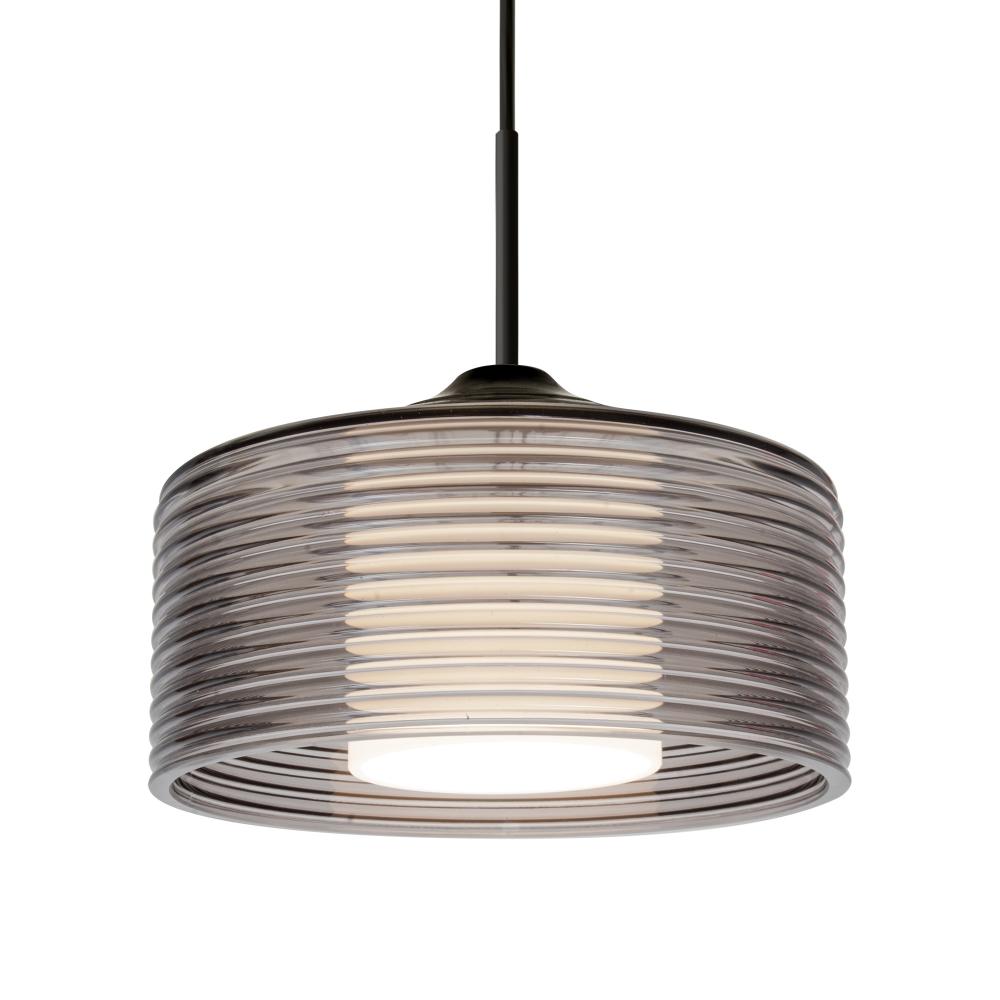 Besa Belu Pendant, Smoke Shade, Black Finish, 1x60W E26 Base