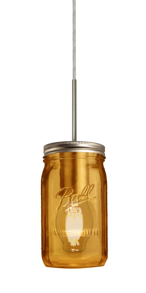 Besa Pendant Milo 4 Satin Nickel Amber 1x5W LED Filament