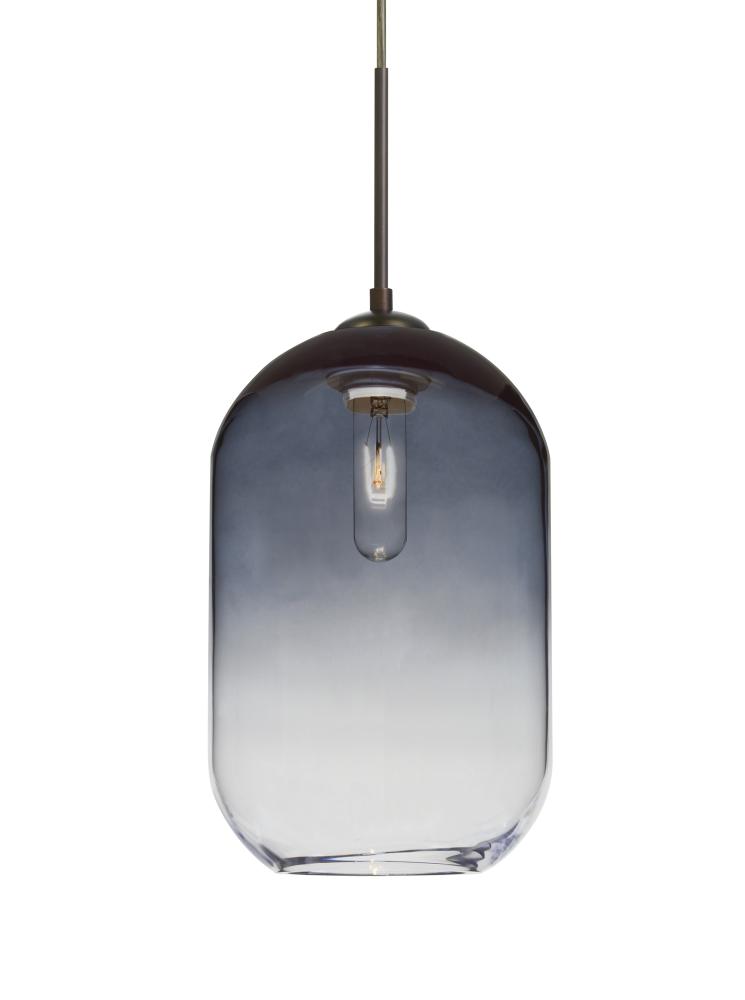 Besa, Omega 12 Cord Pendant,Steel/Clear, Bronze Finish, 1x60W Medium Base