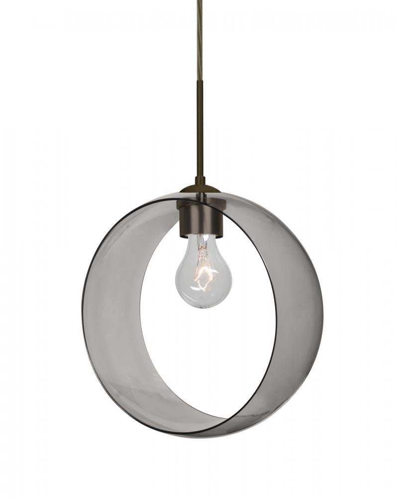 Besa, Plato Cord Pendant, Smoke, Bronze Finish, 1x60W Medium Base