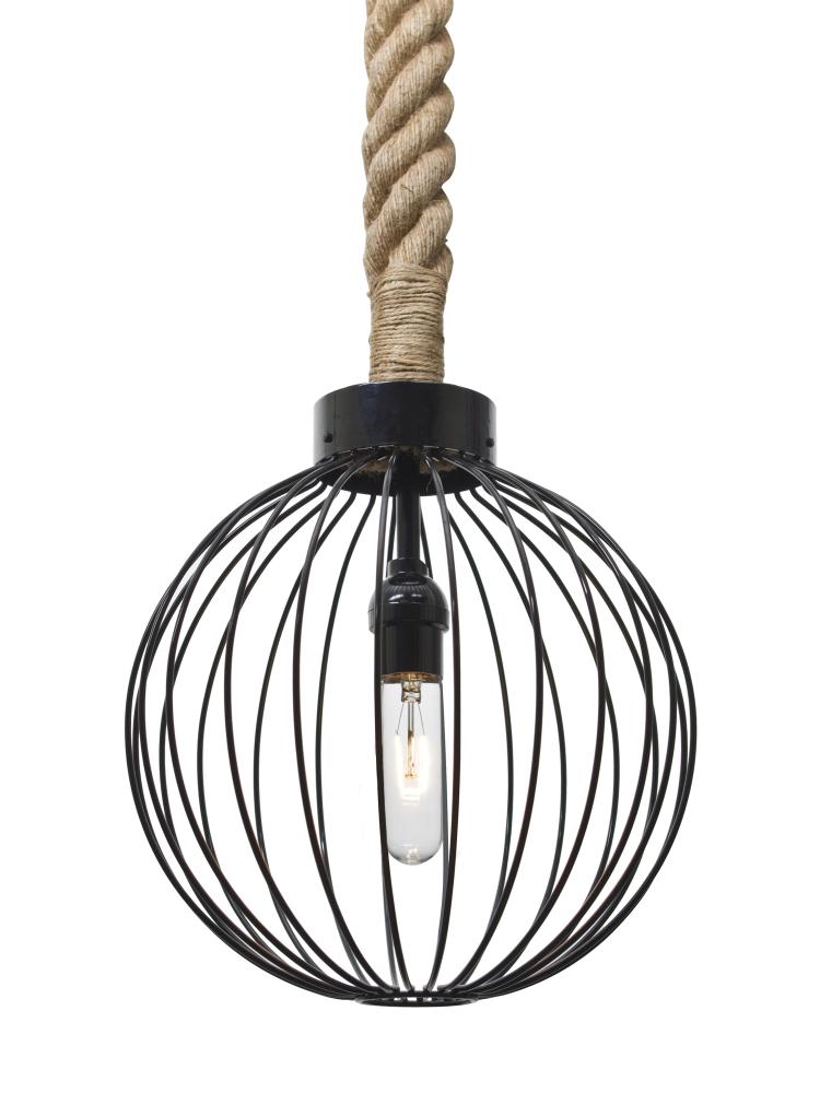 Besa Sultana Globe Rope Pendant, Black, 1x40W T10