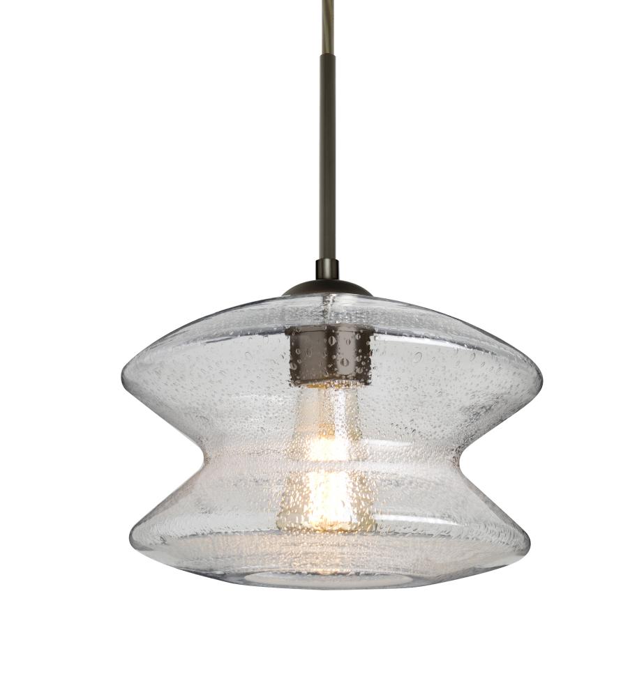 Besa, Zen Cord Pendant, Clear Bubble, Bronze Finish, 1x8W LED Filament