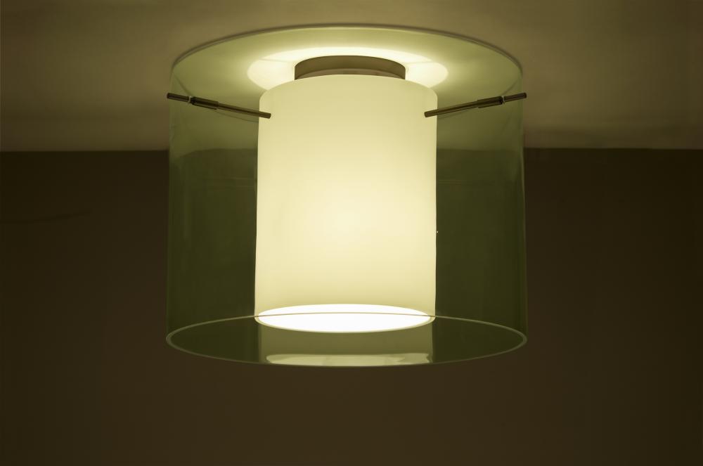 Besa Ceiling Pahu 16 Bronze Transparent Olive/Opal 1x150W Medium Base A21