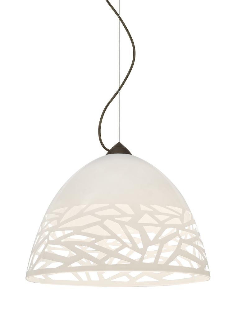 Besa Kiev Pendant, White, Bronze Finish, 1x60W Medium Base