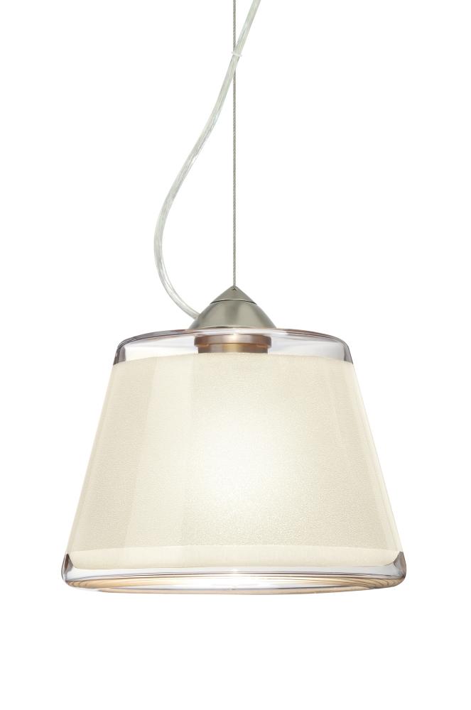 Besa Pica 9 Pendant 1Kx White Sand Satin Nickel 1x9W LED