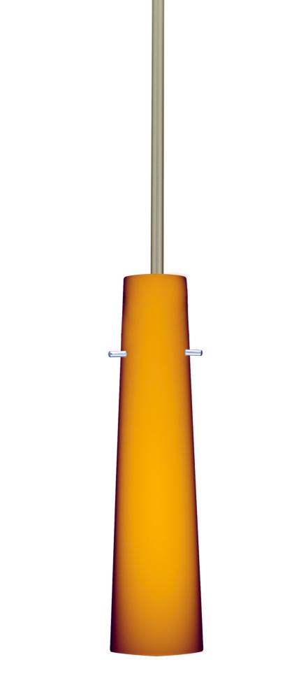 Besa Camino Stem Pendant Satin Nickel Amber Matte 1x5W LED