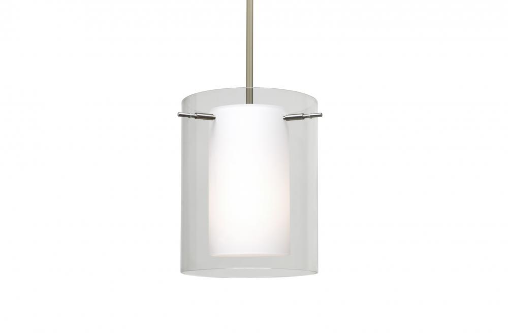 Besa Pahu 8 LED Pendant 1Tt Clear/Opal Satin Nickel 1x11W LED