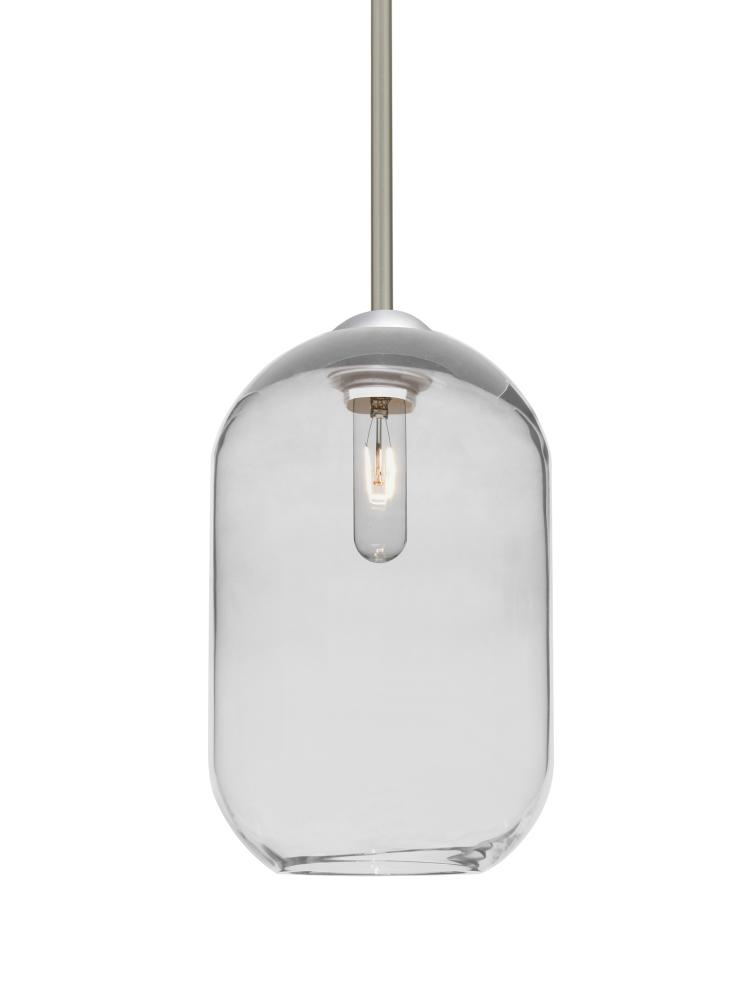 Besa, Omega 12 Stem Pendant,Clear, Satin Nickel Finish, 1x60W Medium Base