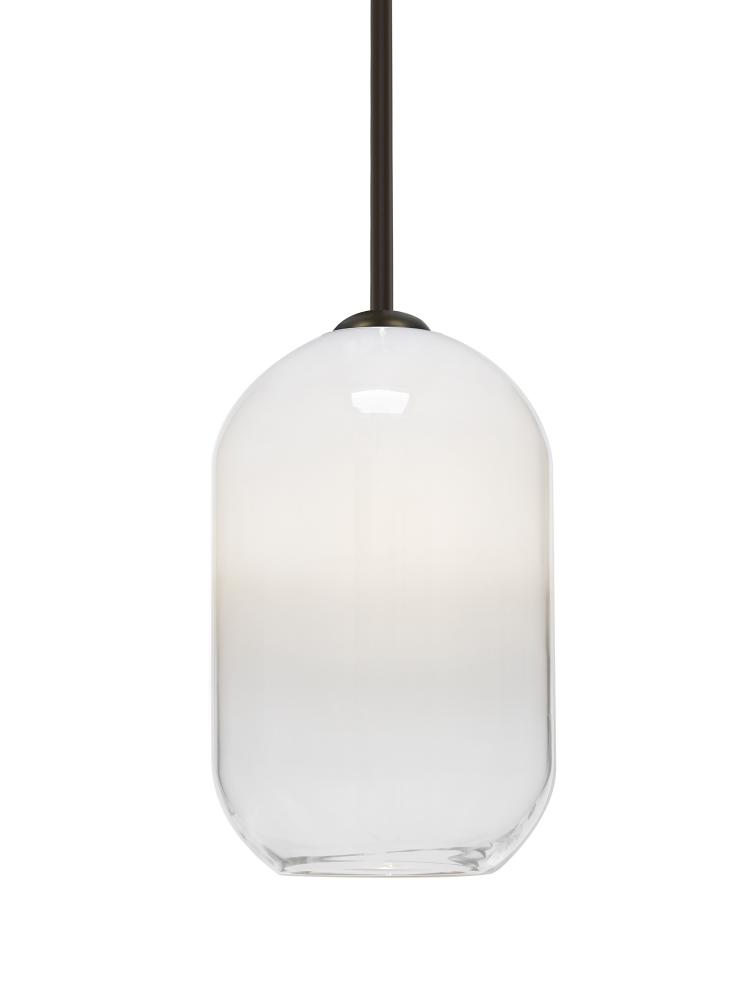 Besa, Omega 12 Stem Pendant,White/Clear, Bronze Finish, 1x60W Medium Base