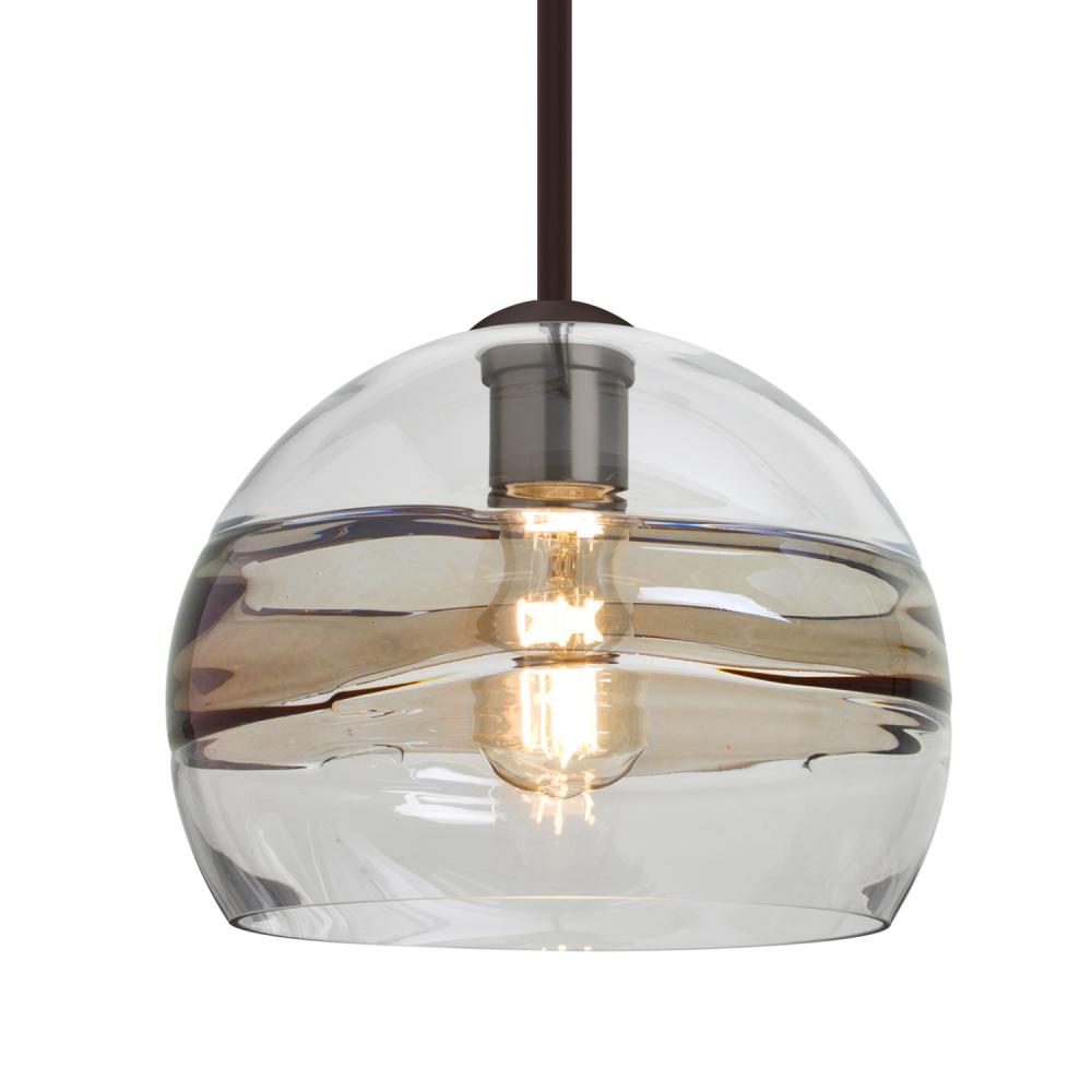 Besa Spirit 10 Pendant, Smoke/Clear, Bronze Finish, 1x8W LED Filament