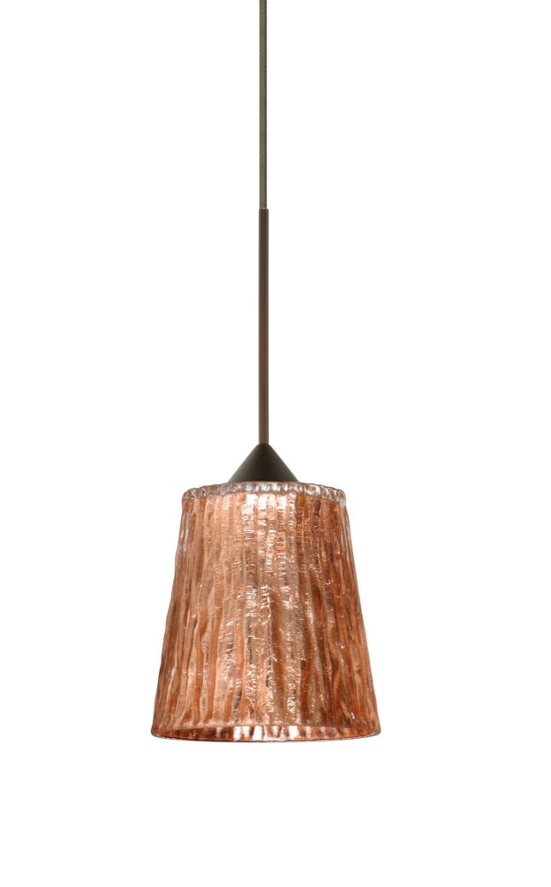 Besa Pendant Nico 4 Bronze Stone Copper Foil 1x35W Halogen