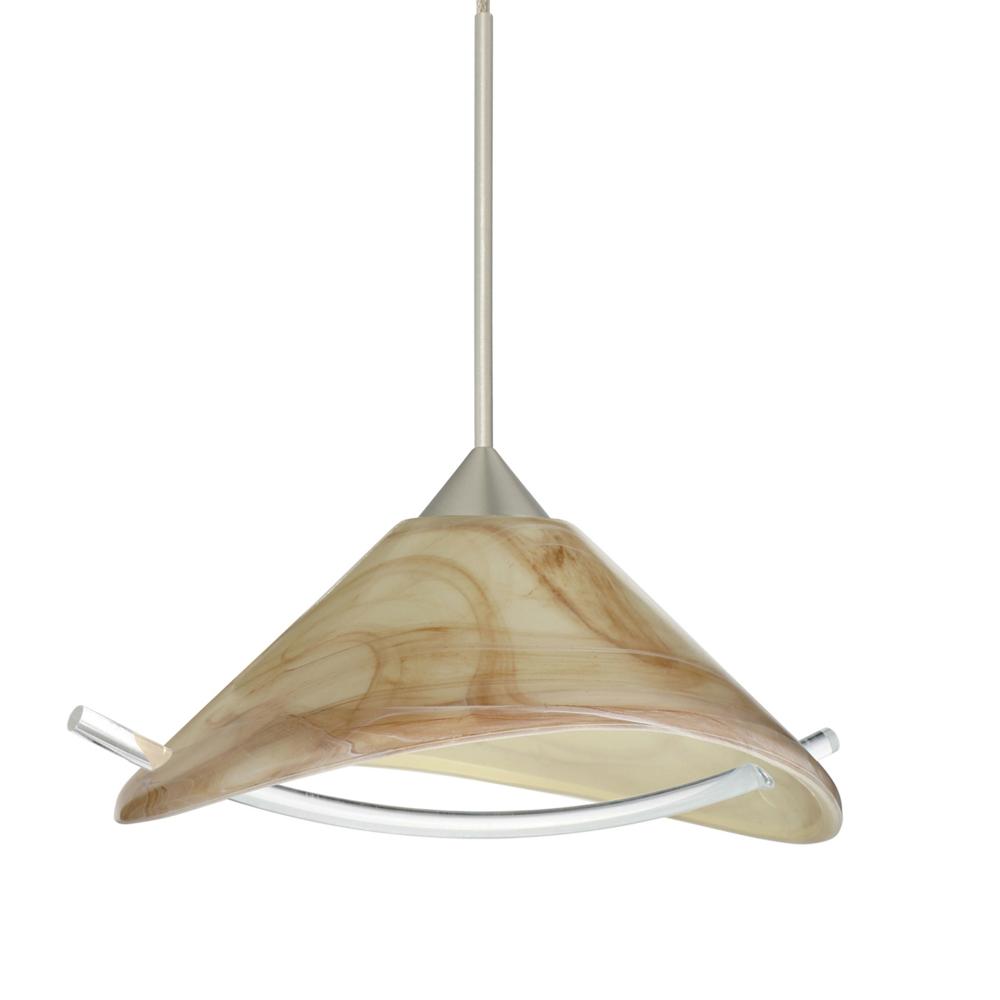 Besa Pendant Hoppi Satin Nickel Mocha/Clear 1x50W Halogen