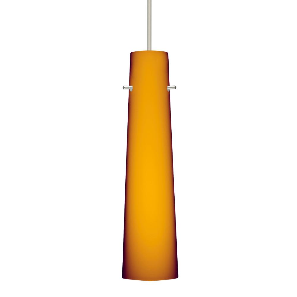 Besa Camino Pendant Satin Nickel Amber Matte 1x50W Halogen, 15Ft. Cord