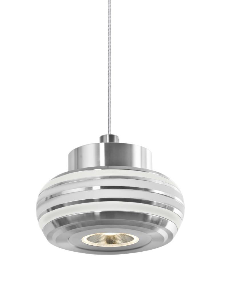 Besa, Flower Cord Pendant, Clear/Frost, Satin Nickel Finish, 1x3W LED