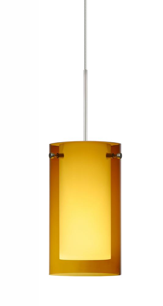 Besa Pendant Pahu 4 Satin Nickel Transparent Armagnac/Opal 1x35W Halogen