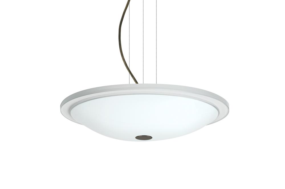 Besa Manta 13 Round Suspension Pendant, Opal Glossy, Bronze, 1x16W LED