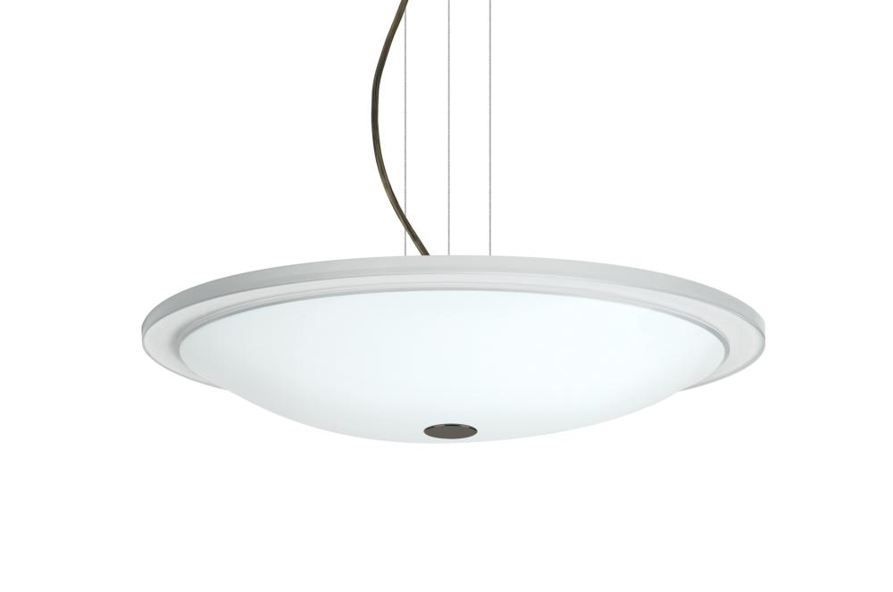 Besa Manta 18 Round Suspension Pendant, Opal Glossy, Bronze, 1x24W LED