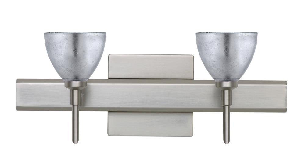 Besa Divi Wall With SQ Canopy 2SW Silver Foil Satin Nickel 2x40W G9