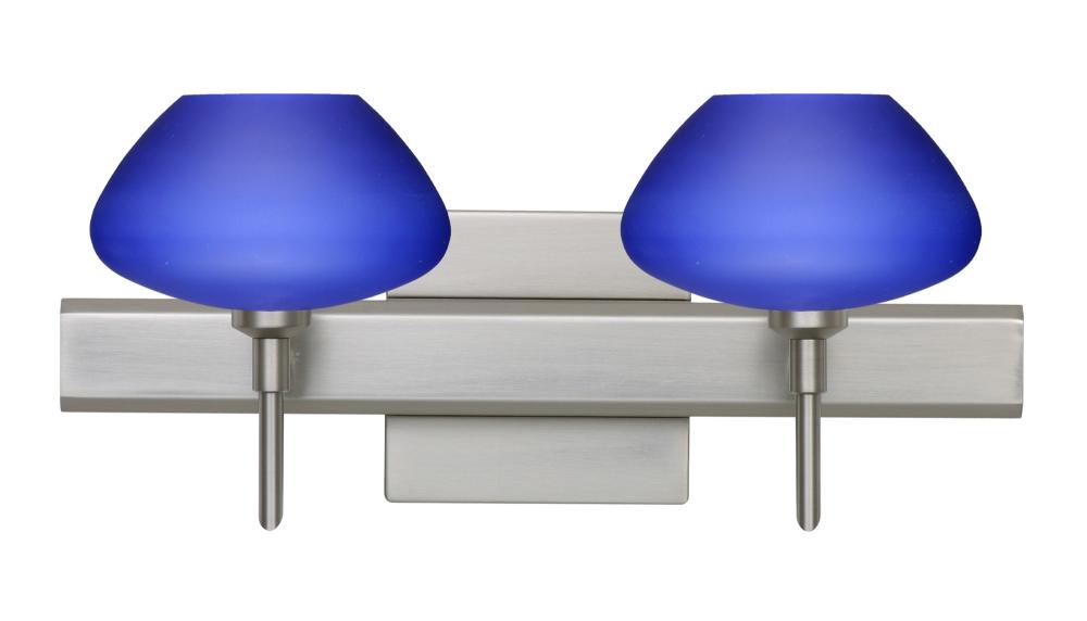 Besa Wall With SQ Canopy Peri Satin Nickel Blue Matte 2x5W LED