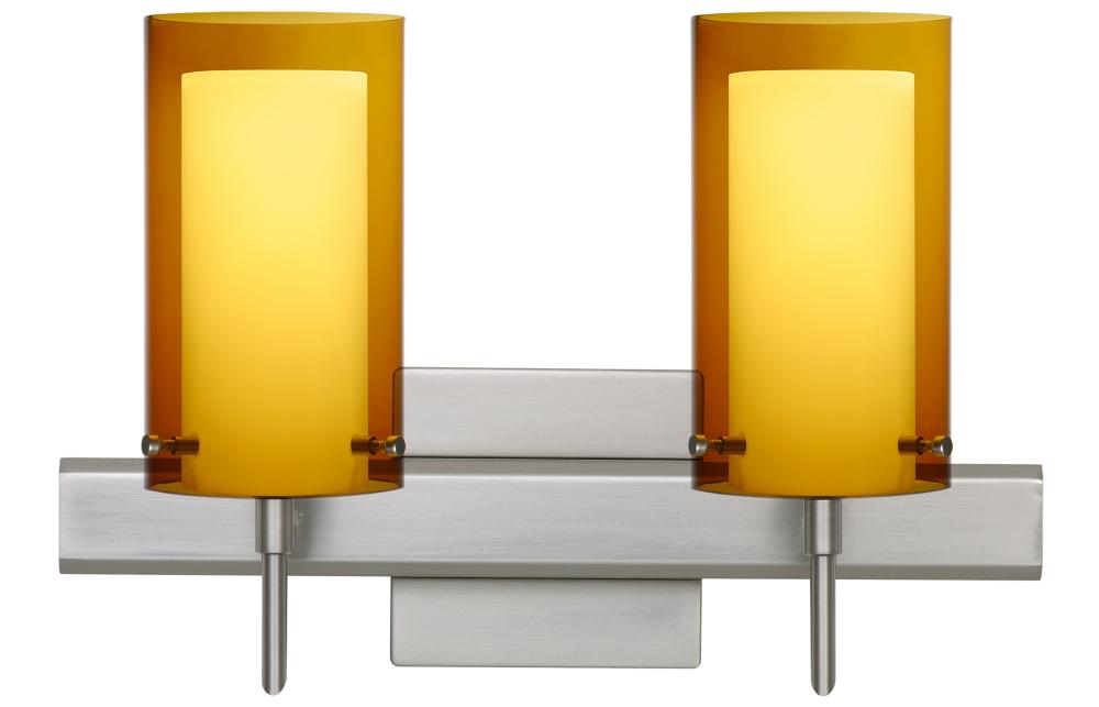 Besa Pahu 4 Wall With SQ Canopy 2SW Transparent Armagnac/Opal Satin Nickel 2x40W G9