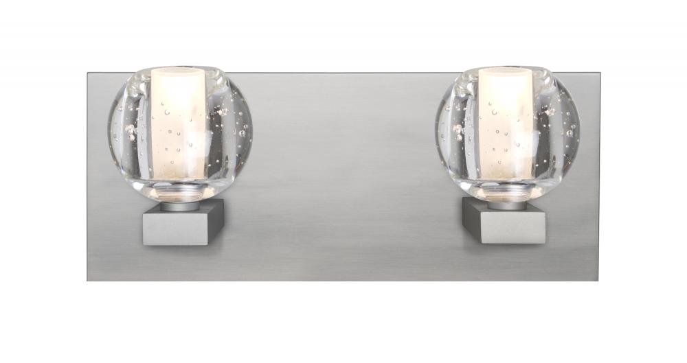 Besa, Boca Vanity, Clear Bubble, Satin Nickel Finish, 2x40W Halogen