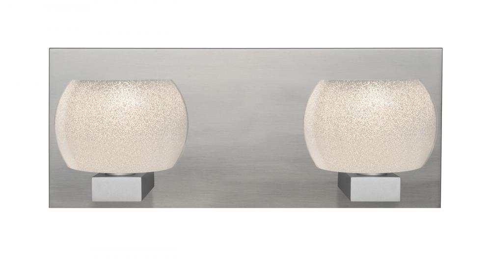 Besa, Keno Vanity, White Sand, Satin Nickel Finish, 2x60W Halogen