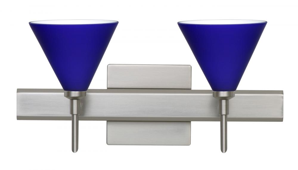 Besa Wall With SQ Canopy Kani Satin Nickel Cobalt Blue Matte 2x5W LED