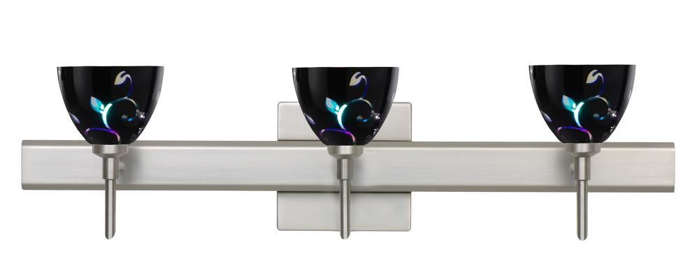 Besa Divi Wall With SQ Canopy 3SW Black Dicro Vine Satin Nickel 3x5W LED