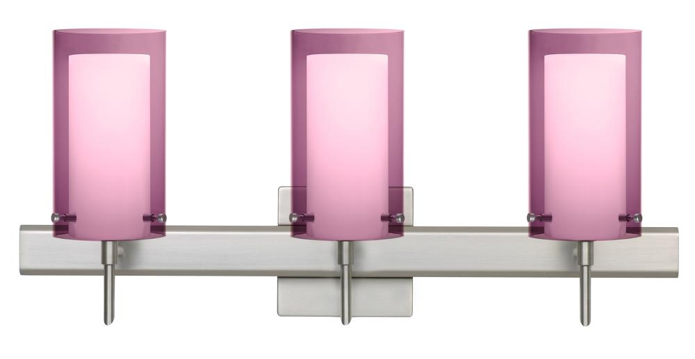 Besa Pahu 4 Wall With SQ Canopy 3SW Transparent Amethyst/Opal Satin Nickel 3x40W G9