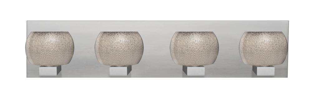 Besa, Keno Vanity, Smoke Sand, Satin Nickel Finish, 4x60W Halogen