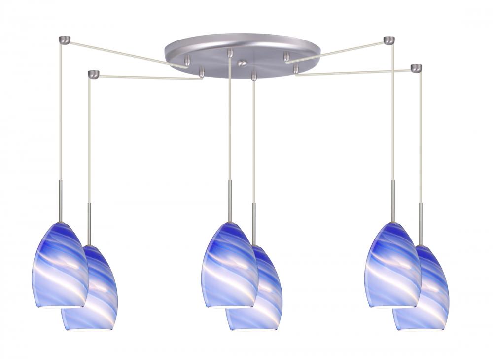 Besa Pendant Euka Satin Nickel Blue Twist 6X60W A19