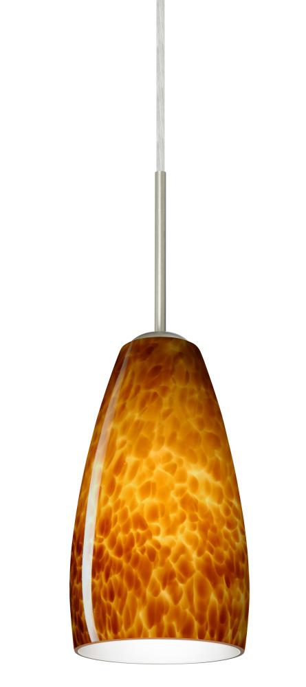 Besa Chrissy Pendant For Multiport Canopy Satin Nickel Amber Cloud 1x50W B10 Medium B