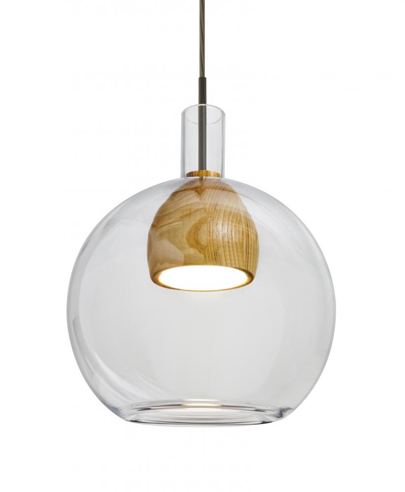 Besa, Benji Cord Pendant For Multiport Canopy, Clear/Medium, Bronze Finish, 1x9W LED