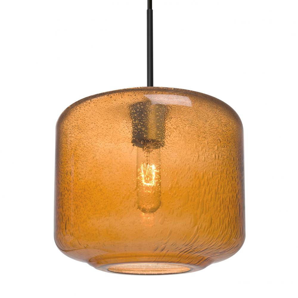 Besa Niles 10 Pendant For Multiport Canopy, Amber Bubble, Black Finish, 1x60W MAX E26 Base