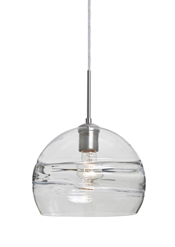 Besa Spirit 10 Pendant For Multiport Canopy, Clear, Satin Nickel Finish, 1x60W Medium