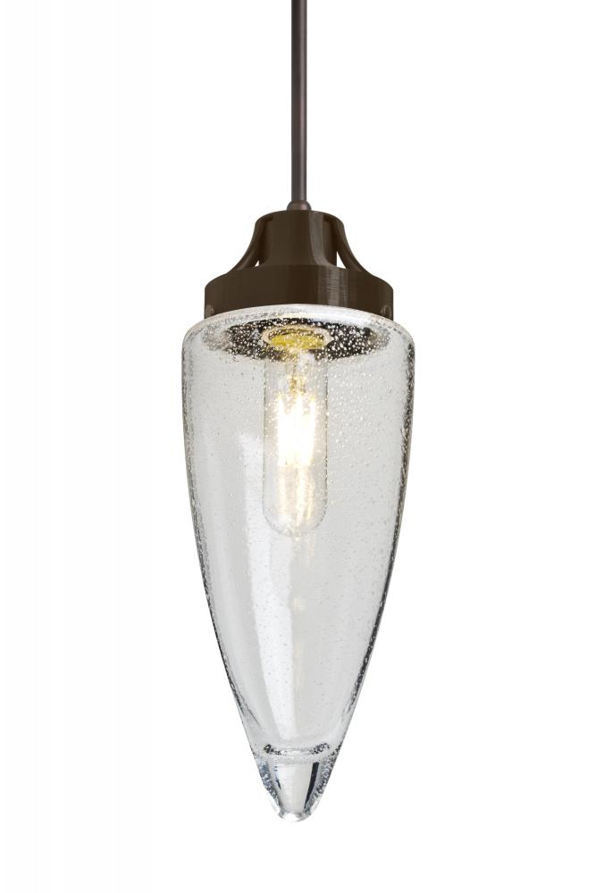 Besa, Sulu Cord Pendant For Multiport Canopy, Clear Bubble, Bronze Finish, 1x4W LED F