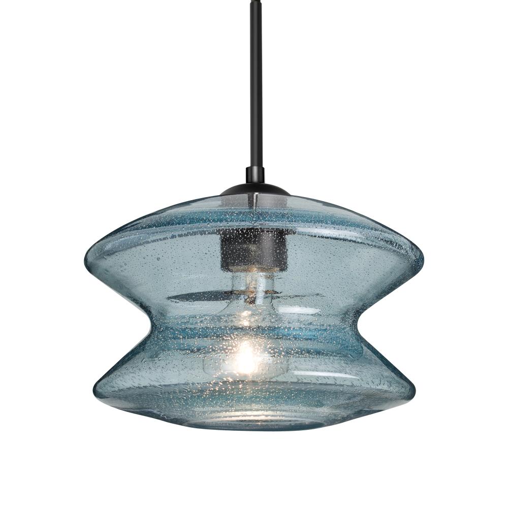 Besa, Zen Cord Pendant For Multiport Canopy, Blue Bubble, Black Finish, 1x60W MAX E26 Base