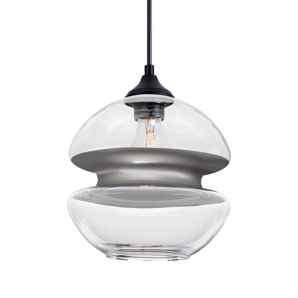 Besa, Hula 8 Outdoor Pendant, Clear/Silver, Black Finish, 1x60W E26 Base