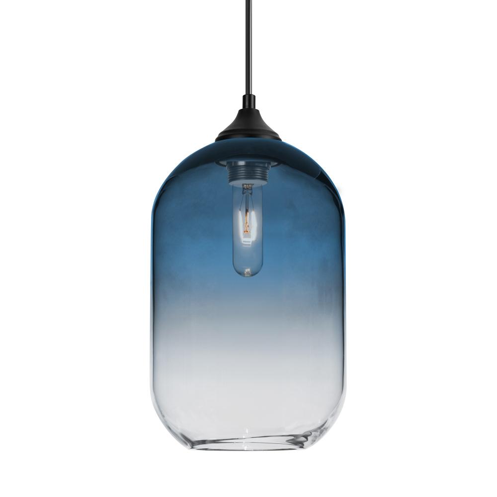 Besa, Omega 12 Outdoor Pendant,Steel/Clear, Black Finish, 1x60W E26 Base